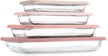 COOK WITH COLOR 8 PC. Glass Baking Dish Set with Lids by CookwithColor