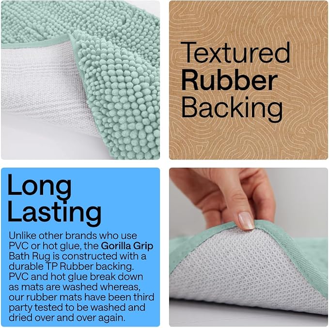 GORILLA GRIP Bath Rug Mat 36x24, Soft Absorbent Chenille, Quick Dry Microfiber - Image 3
