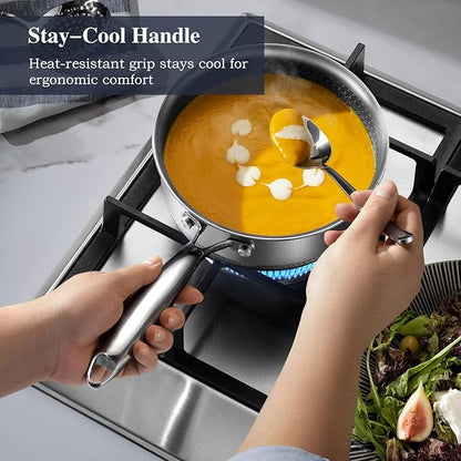 Hybrid Nonstick Pot Set, Stainless steel pot, 1.5QT sauce pan, 2 and 5 QT Stock - Image 4