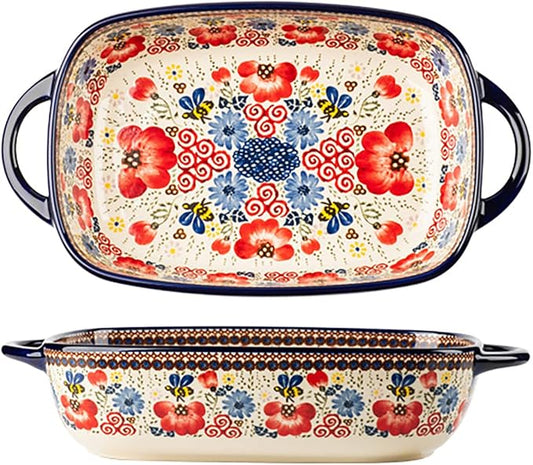 Vintage Flowers Style Ceramic Bakeware Casserole Dish Baking Pan Lasagna Pans by Bicuzat