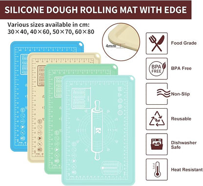 Silicone Baking Mat, Extra Thick Dough Rolling Pad - Image 3
