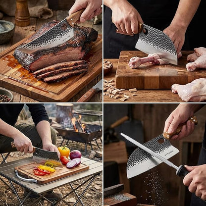 9 PCS Butcher Viking Camping Knife Set, 6.5" Viking Knife, 3 Knife Sheath - Image 4