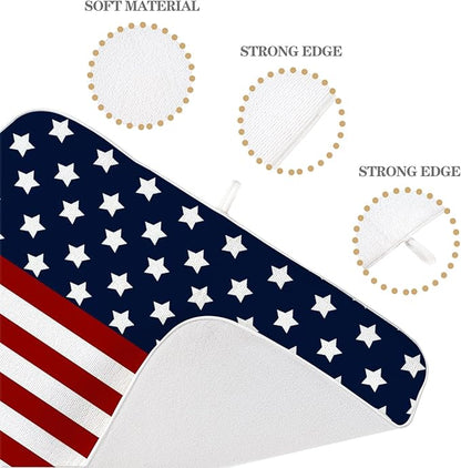 4th of July Dish Drying Mat 18x24 Inch Navy Blue Red Flag Stars Patriotic - Image 3