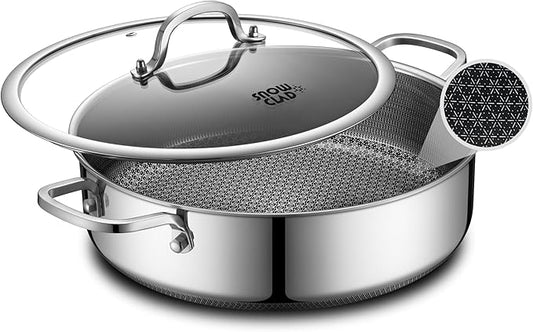 Saute Pan, Hybrid Non Stick 6.5 Quart Everyday Braiser pan, Chicken Fryer by SNOWCLAD