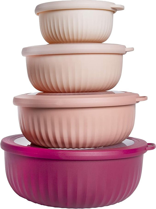 COOK WITH COLOR Prep Bowls with Lids- Wide and Deep Nesting Plastic Small by CookwithColor