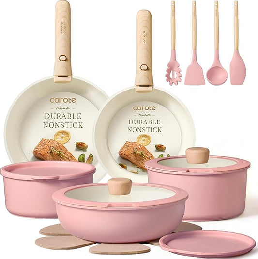 CAROTE Pots and Pans Set, Nonstick Cookware Set Detachable Handle, RV Cookware by CAROTE