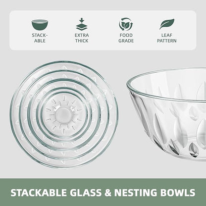 WhiteRhino Glass Bowls with Lids Set of 5（4.68QT, Glass Mxing Bowls with Lids - Image 4