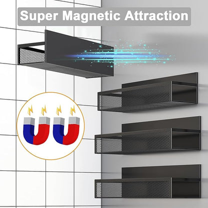 Aufworld Magnetic Spice Rack for Refrigerator, 4 Pack Magnetic Shelf, Fridge - Image 4
