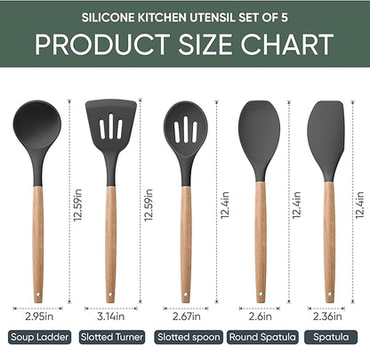 Herogo 5-Piece Cooking Utensils Set, Silicone Kitchen Utensils Set - Image 2
