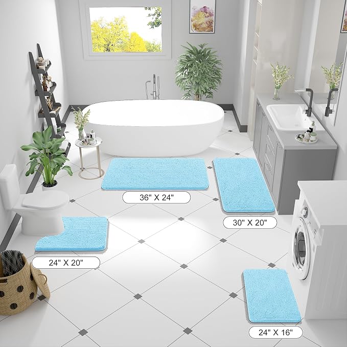 OLANLY Bathroom Rugs 30x20, Extra Soft Absorbent Chenille Bath Rugs, Rubber - Image 8