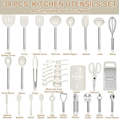 Kitchen Utensils Set-Umite Chef 34 Pcs Silicone Cooking Utensils Set - Image 2
