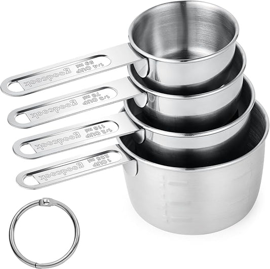 Measuring Cups 4 Pieces, Stainless Steel Measuring Cups, Stackable Design by -BINGBING-