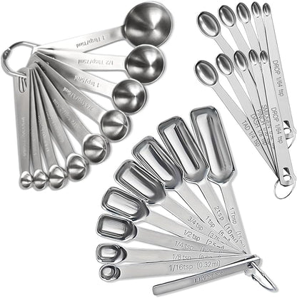 28 Pcs Stainless Steel Measuring Spoons Set by YUNNKEEY