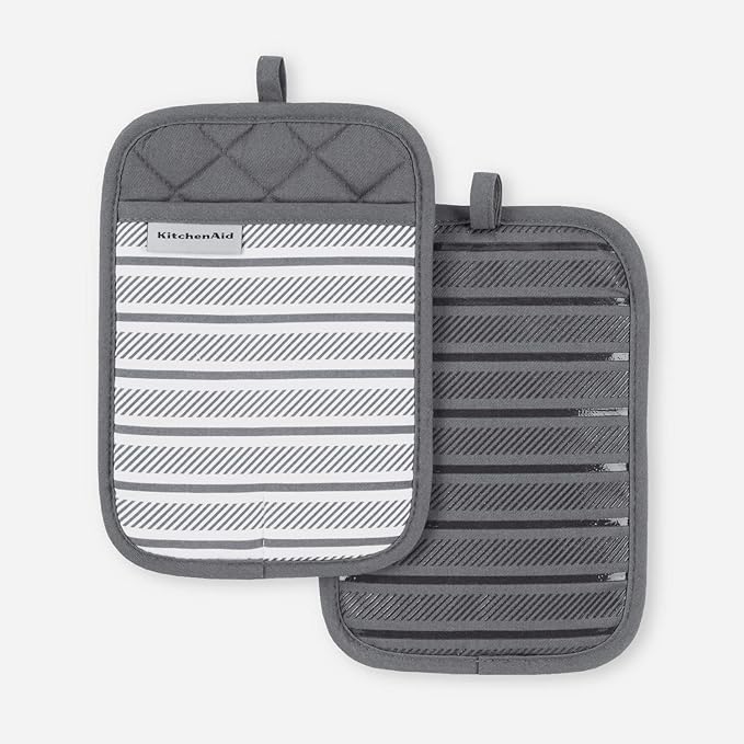 KitchenAid Albany Pot Holder 2-Pack Set, Charcoal Grey by KitchenAid