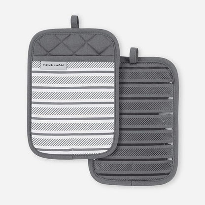 KitchenAid Albany Pot Holder 2-Pack Set, Charcoal Grey by KitchenAid
