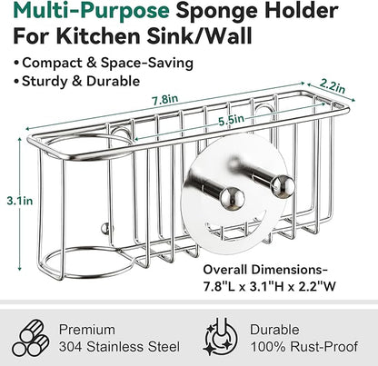 3-IN-1 Multiuse Sponge Holder for Kitchen Sink, Sponge Caddy for Scrub - Image 2
