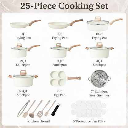 NEWBULIG 25-Piece Nonstick Cookware Set, Granite Pots and Pans - Image 2