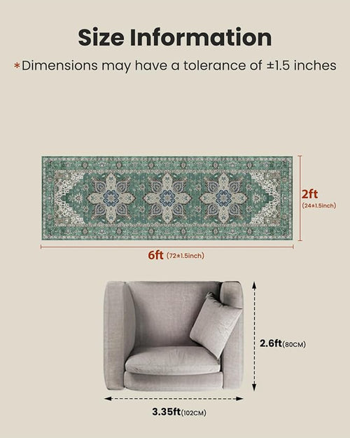 AMADA HOMEFURNISHING 2x6 Washable Runner Rug, Low-Profile Kitchen Rugs - Image 2