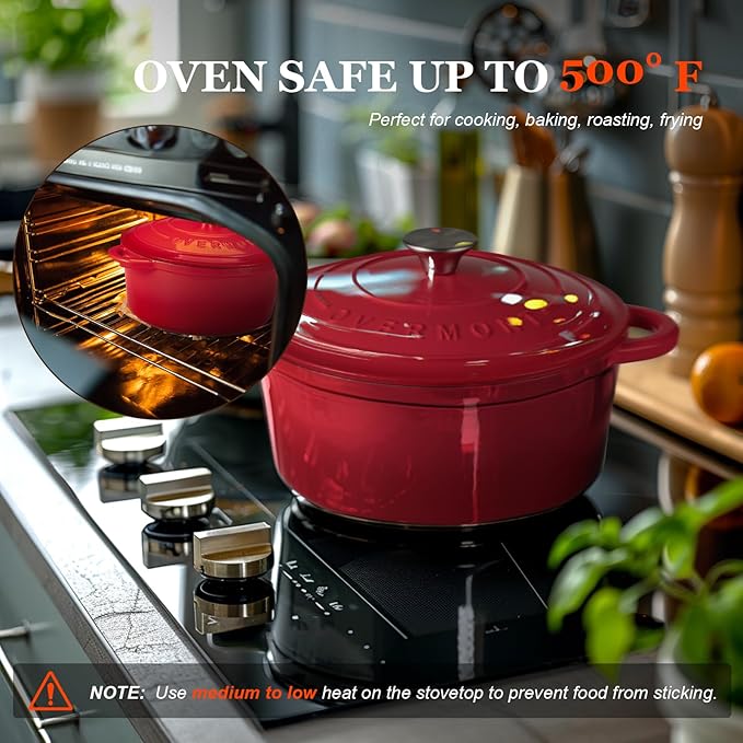 Overmont 5.5QT Enameled Cast Iron Dutch Oven - Image 2