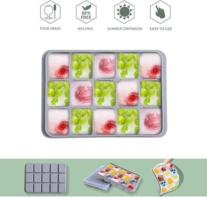 Ice Cube Trays Set of 2, Easy Release 15 Flexible Silicone Ice Cube Molds - Image 3