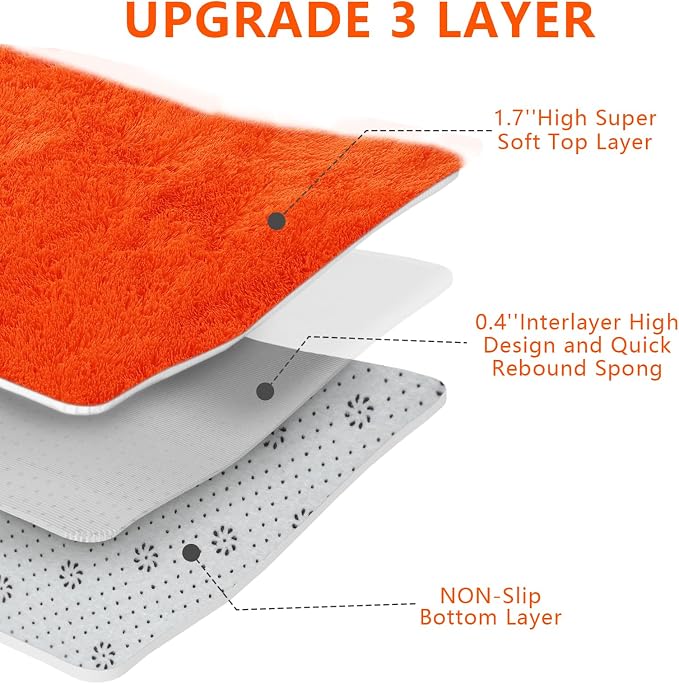 Orange Shag Area Rugs for Bedroom Living Room, 6X9 Ultra Soft Fluffy Area Rugs - Image 4