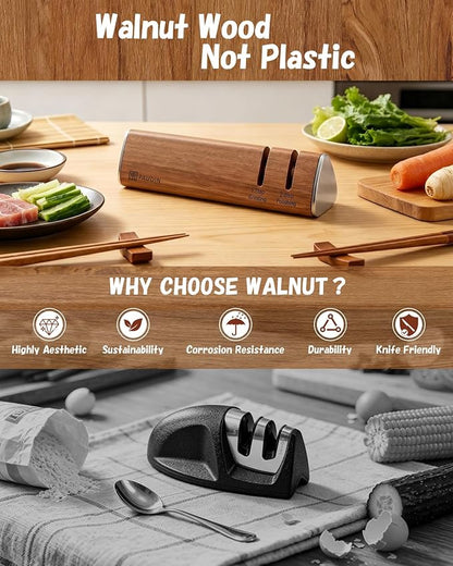 PAUDIN Walnut Knife Sharpener – 2-Stage Sharpening - Image 5