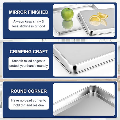 P&P CHEF 16 Inch Baking Cookie Sheet, Oven Pan Tray Stainless Steel Sheet Pan - Image 3