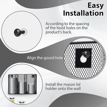 Wall Mounted Mason Jar Lid Organizer Metal Mason Jar Lid Holder 3-Compartment - Image 5