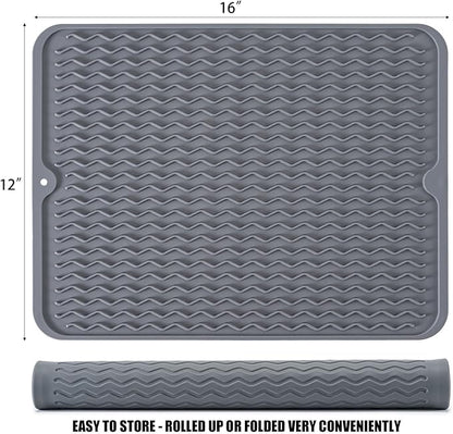 Silicone Dish Drying Mat, Non-Slip Easy Clean Sink Mat Large Heat-resistant - Image 2