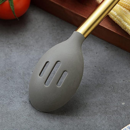 Berglander Non-stick Silicone Slotted Spoon, Titanium Gold Plated Handle - Image 5