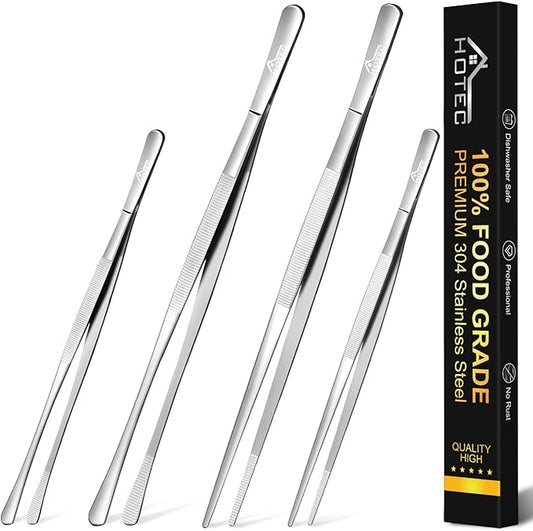 HOTEC Kitchen Tweezers Tongs Stainless Steel, Grill and Baking by Hotec