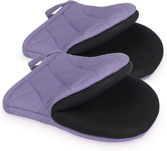 Short Oven Mitts, Heat Resistant 500°F, Silicone Grip Kitchen Gloves, Non-Slip by GOLDMEET