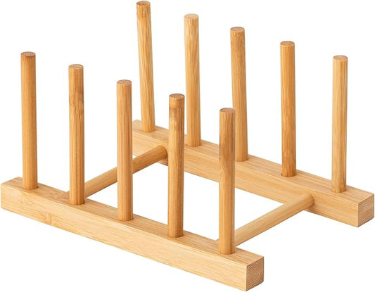 HBlife Bamboo Dish Plate Bowl Cup Book Pot Lid Cutting Board Drying Rack Stand by HBlife