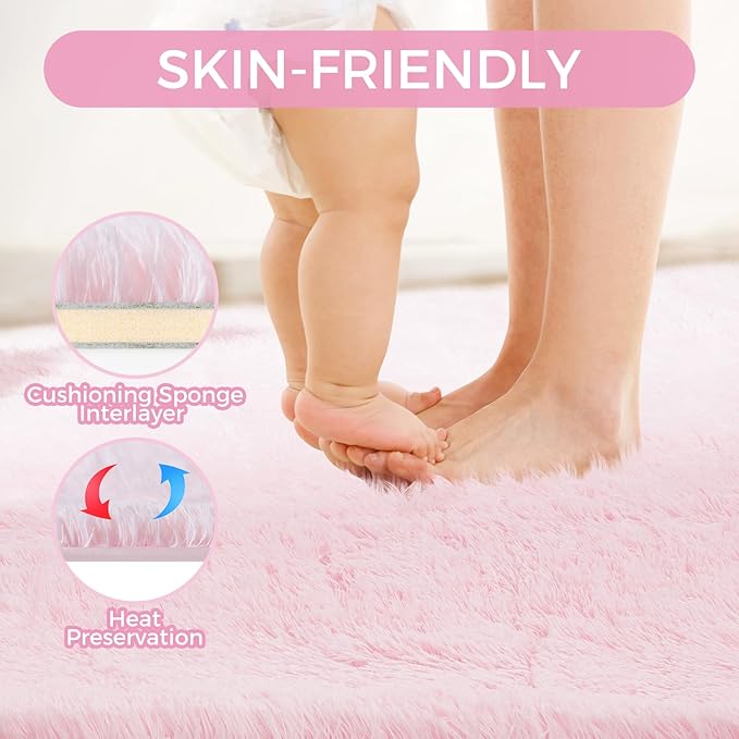 Ultra Soft Rug for Living Room, 4X6 Fluffy Shag Area Rug for Bedroom, Modern - Image 4