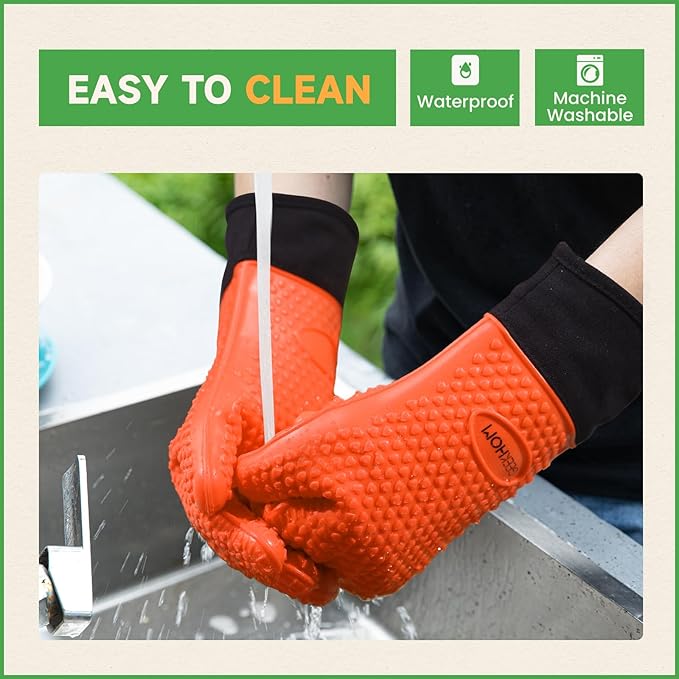 GEEKHOM BBQ Gloves Heat Resistant Oven Mitts - Image 3