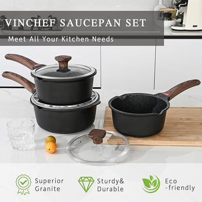 VINCHEF Nonstick Saucepan with Lid, 3QT Sauce Pan with Stay Cool Handle - Image 5