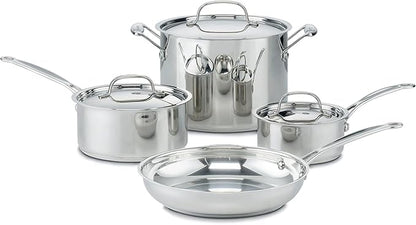 Cuisinart 7-Piece Stainless Steel Pots and Pans Set, Cookware Set Compatible by Cuisinart