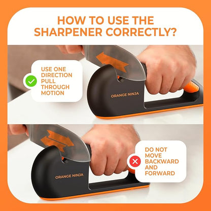 Orange Ninja 4-Stage Knife Sharpener & Serrated Knife Sharpener– Repairs - Image 4