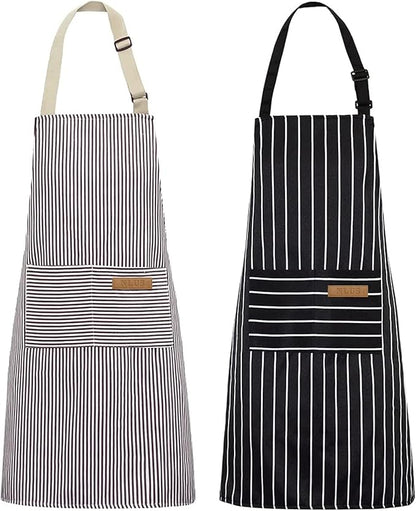 NLUS 2 Pack Kitchen Cooking Aprons, Adjustable Bib Soft Chef Apron by NLUS