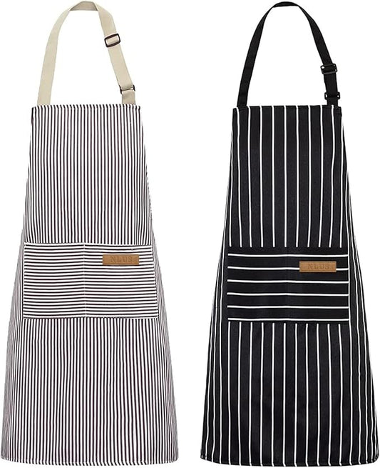 NLUS 2 Pack Kitchen Cooking Aprons, Adjustable Bib Soft Chef Apron by NLUS