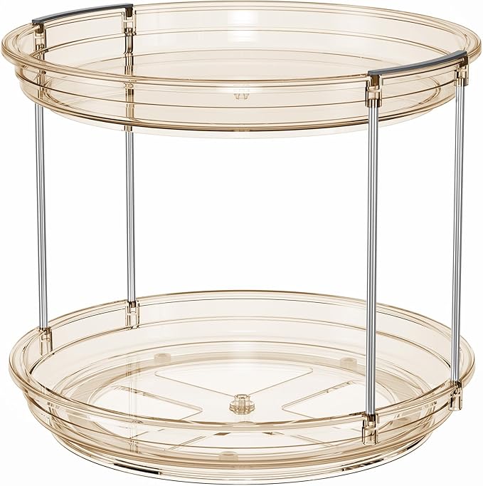 LAMU 2 Pack 2 Tier Lazy Susan Turntable Organizer 9.25'' Rotating Spice Rack - Image 9