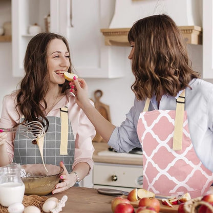 2 Pieces Aprons for Women with Pockets, Cotton Linen Waterproof Kitchen Cooking - Image 5