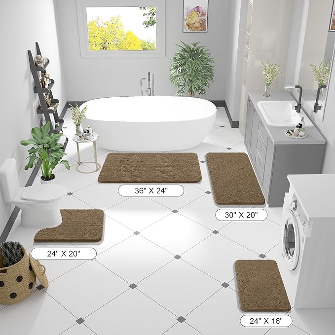 OLANLY Toilet Rugs U-Shaped 24x20, Extra Soft Absorbent Chenille Contour - Image 8