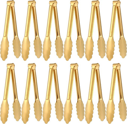 Dimeho 12 Pack Stainless Steel Buffet Tong Gold Serving Tongs 9 Inch Buffet by Dimeho