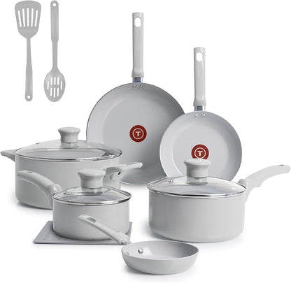 T-Fal Refresh Ceramic Nonstick Cookware Set, 12-Piece Ceramic Pots and Pans Set by T-falbrand