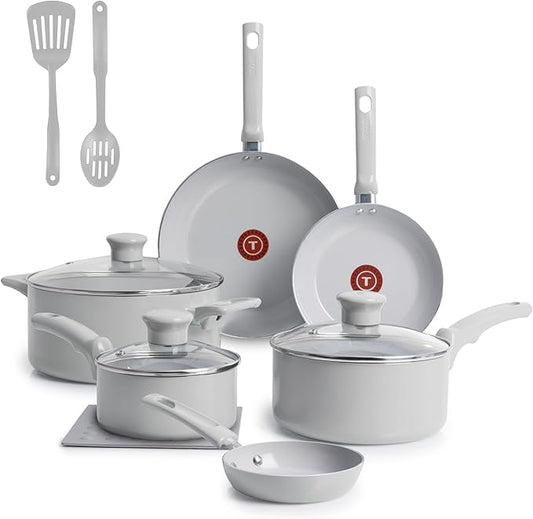 T-Fal Refresh Ceramic Nonstick Cookware Set, 12-Piece Ceramic Pots and Pans Set by T-falbrand