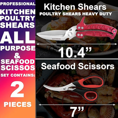 Heavy Duty Poultry Shears Seafood Scissors 2pcs set, Kitchen Shears - Image 2