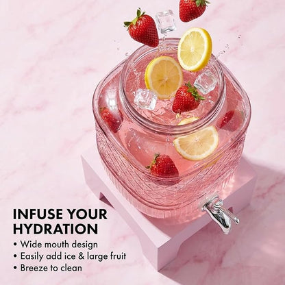 Beverage Dispenser 1 Gallon, Glass Drink Dispenser - Image 4