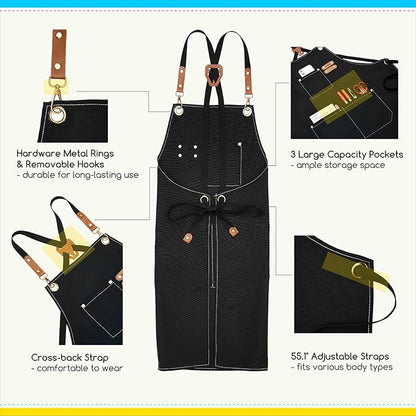 MEEDEN Painting Apron for Men Women: Adjustable Cross Back Waterproof Polyester - Image 4