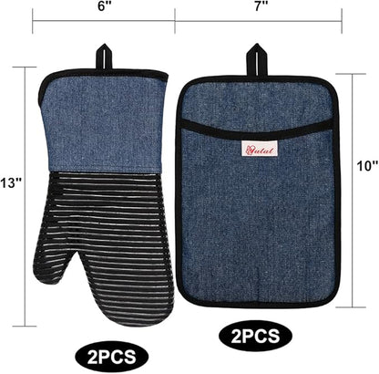Yutat Oven Mitts, Pot Holders Set of 4 Made - Image 2